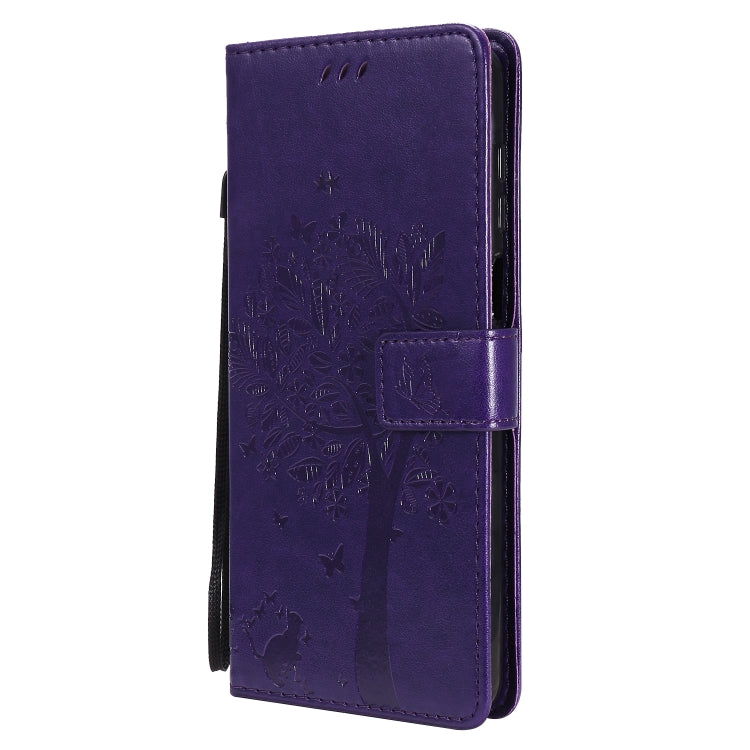 For Xiaomi Redmi Note 9 Pro Tree & Cat Embossed Pattern Horizontal Flip Leather Case with Holder & Card Slots & Wallet & Lanyard