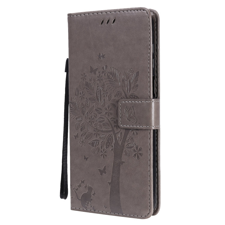 For Xiaomi Redmi Note 9 Pro Tree & Cat Embossed Pattern Horizontal Flip Leather Case with Holder & Card Slots & Wallet & Lanyard