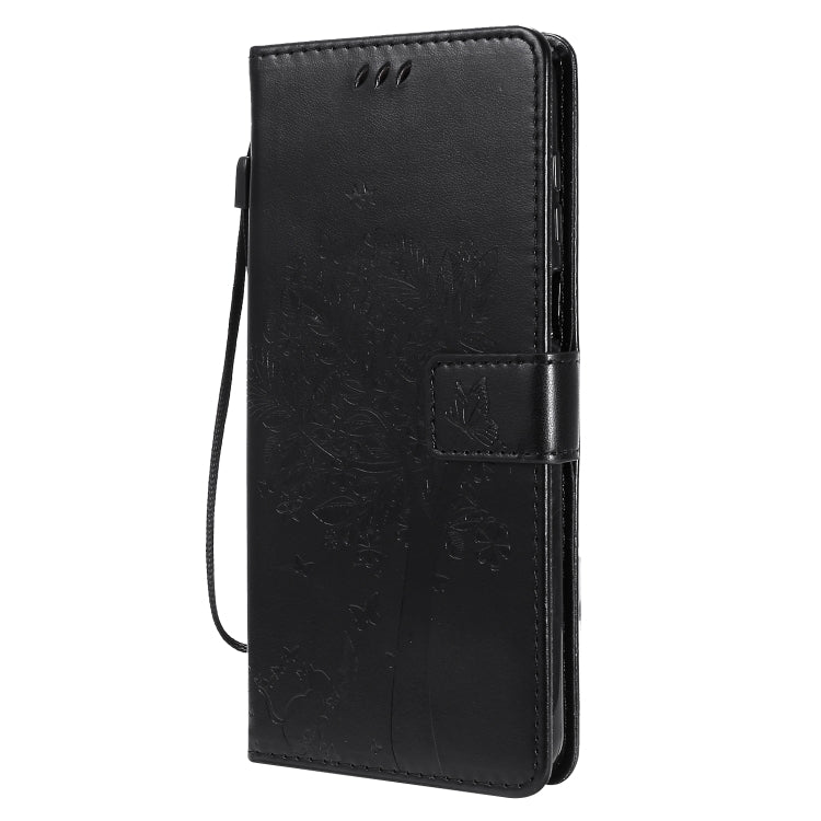 For Xiaomi Redmi Note 9 Pro Tree & Cat Embossed Pattern Horizontal Flip Leather Case with Holder & Card Slots & Wallet & Lanyard