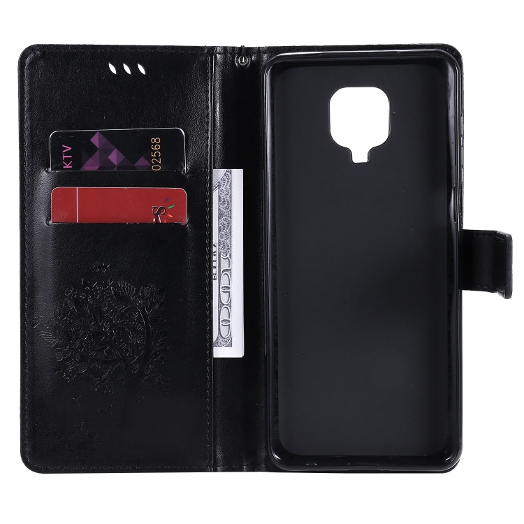 For Xiaomi Redmi Note 9 Pro Tree & Cat Embossed Pattern Horizontal Flip Leather Case with Holder & Card Slots & Wallet & Lanyard
