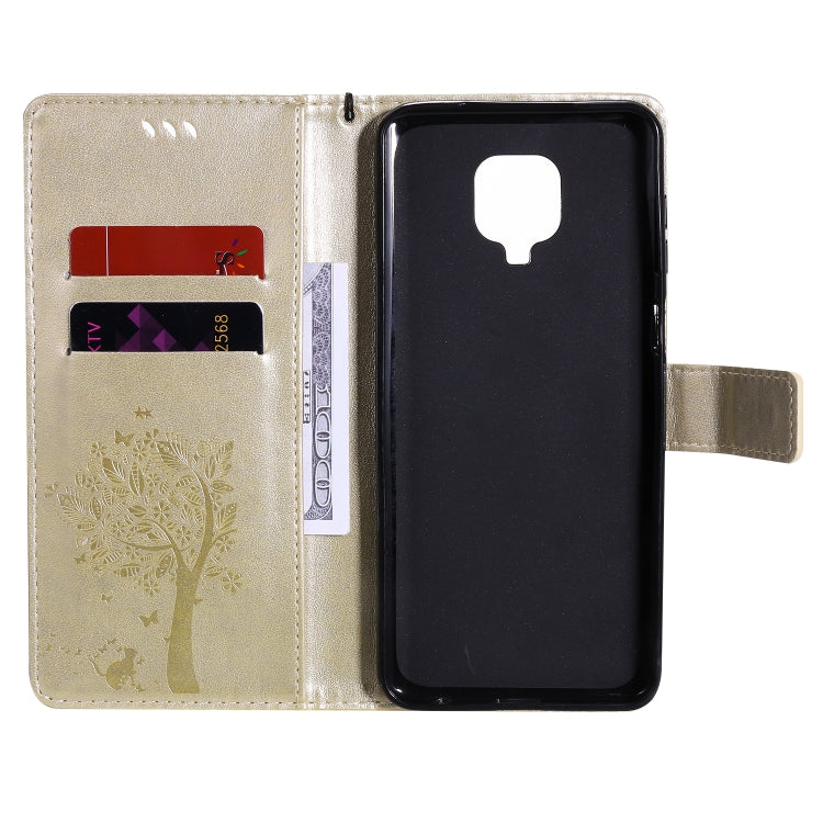 For Xiaomi Redmi Note 9 Pro Tree & Cat Embossed Pattern Horizontal Flip Leather Case with Holder & Card Slots & Wallet & Lanyard