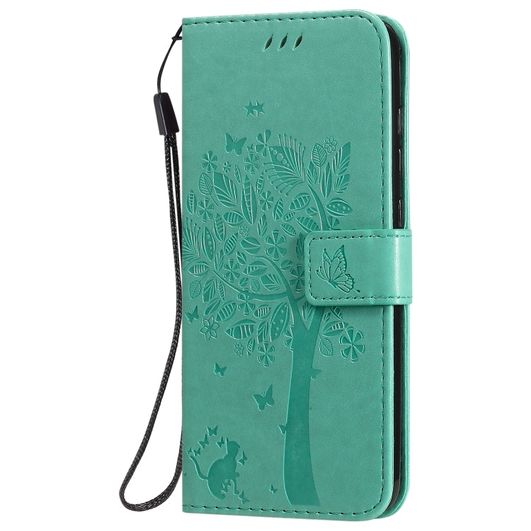 For Xiaomi Redmi Note 9 Tree & Cat Embossed Pattern Horizontal Flip Leather Case with Holder & Card Slots & Wallet & Lanyard