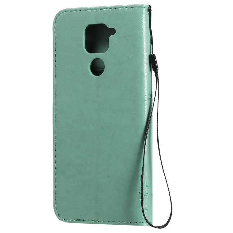 For Xiaomi Redmi Note 9 Tree & Cat Embossed Pattern Horizontal Flip Leather Case with Holder & Card Slots & Wallet & Lanyard