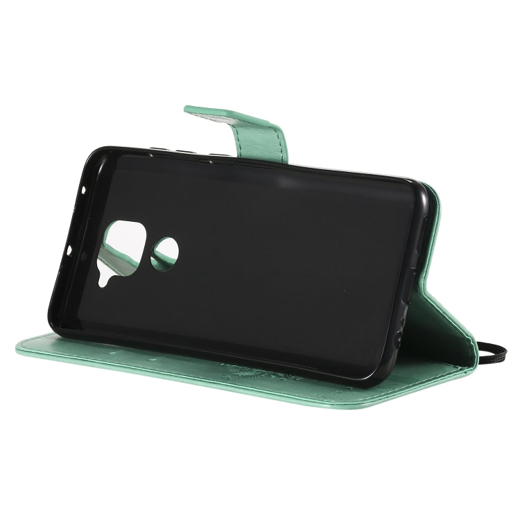 For Xiaomi Redmi Note 9 Tree & Cat Embossed Pattern Horizontal Flip Leather Case with Holder & Card Slots & Wallet & Lanyard