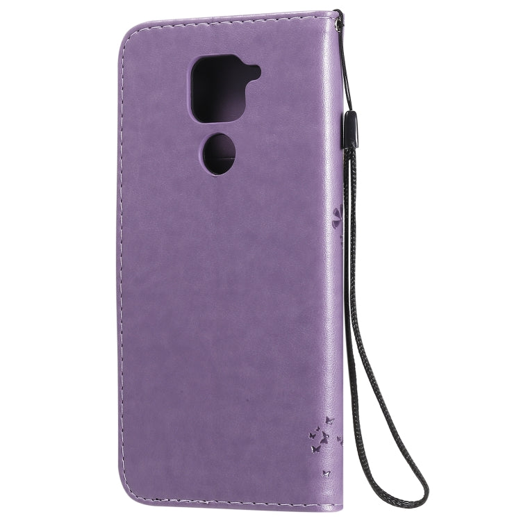 For Xiaomi Redmi Note 9 Tree & Cat Embossed Pattern Horizontal Flip Leather Case with Holder & Card Slots & Wallet & Lanyard