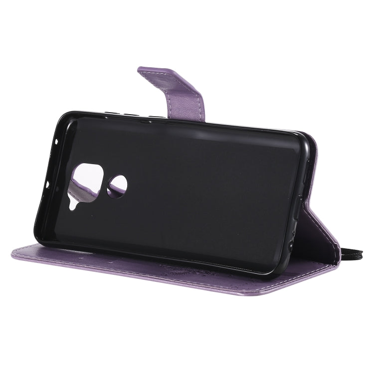 For Xiaomi Redmi Note 9 Tree & Cat Embossed Pattern Horizontal Flip Leather Case with Holder & Card Slots & Wallet & Lanyard