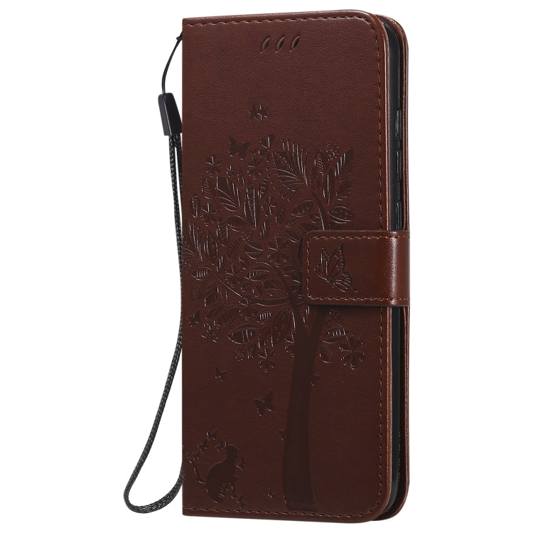 For Xiaomi Redmi Note 9 Tree & Cat Embossed Pattern Horizontal Flip Leather Case with Holder & Card Slots & Wallet & Lanyard