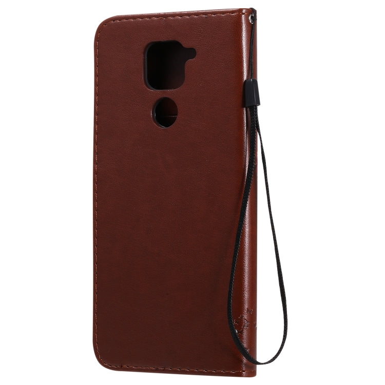 For Xiaomi Redmi Note 9 Tree & Cat Embossed Pattern Horizontal Flip Leather Case with Holder & Card Slots & Wallet & Lanyard
