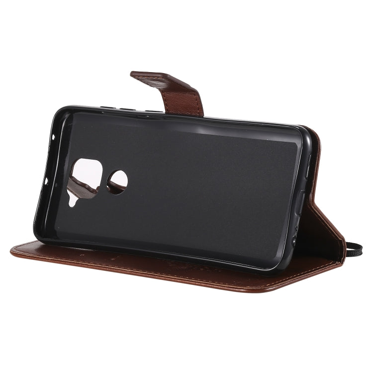 For Xiaomi Redmi Note 9 Tree & Cat Embossed Pattern Horizontal Flip Leather Case with Holder & Card Slots & Wallet & Lanyard