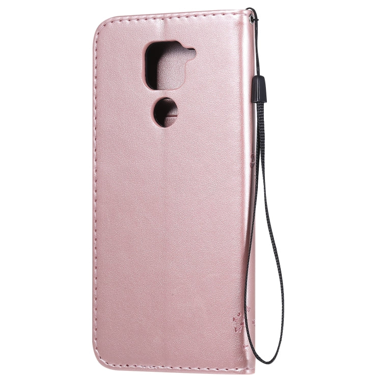 For Xiaomi Redmi Note 9 Tree & Cat Embossed Pattern Horizontal Flip Leather Case with Holder & Card Slots & Wallet & Lanyard