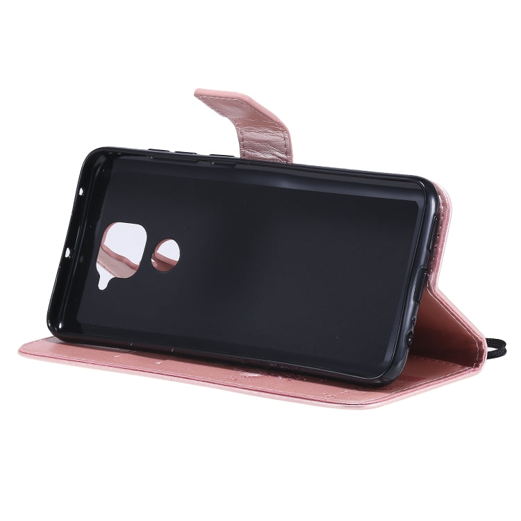 For Xiaomi Redmi Note 9 Tree & Cat Embossed Pattern Horizontal Flip Leather Case with Holder & Card Slots & Wallet & Lanyard