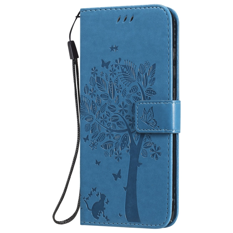 For Xiaomi Redmi Note 9 Tree & Cat Embossed Pattern Horizontal Flip Leather Case with Holder & Card Slots & Wallet & Lanyard