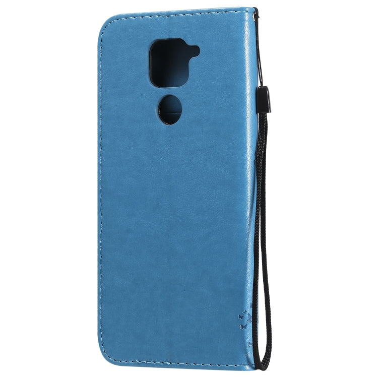 For Xiaomi Redmi Note 9 Tree & Cat Embossed Pattern Horizontal Flip Leather Case with Holder & Card Slots & Wallet & Lanyard