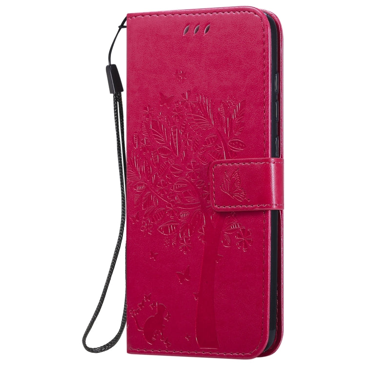 For Xiaomi Redmi Note 9 Tree & Cat Embossed Pattern Horizontal Flip Leather Case with Holder & Card Slots & Wallet & Lanyard