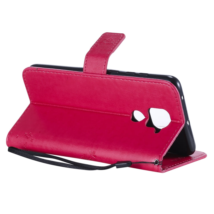 For Xiaomi Redmi Note 9 Tree & Cat Embossed Pattern Horizontal Flip Leather Case with Holder & Card Slots & Wallet & Lanyard