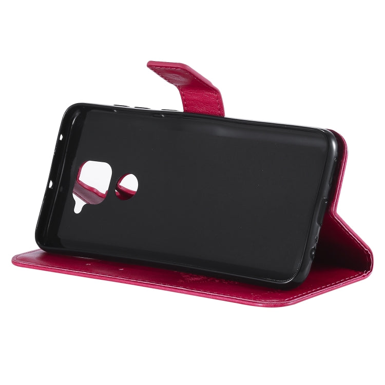 For Xiaomi Redmi Note 9 Tree & Cat Embossed Pattern Horizontal Flip Leather Case with Holder & Card Slots & Wallet & Lanyard