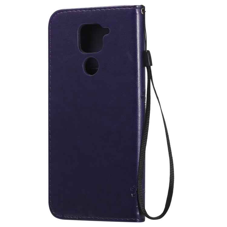 For Xiaomi Redmi Note 9 Tree & Cat Embossed Pattern Horizontal Flip Leather Case with Holder & Card Slots & Wallet & Lanyard