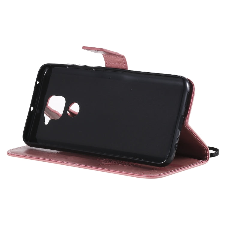 For Xiaomi Redmi Note 9 Tree & Cat Embossed Pattern Horizontal Flip Leather Case with Holder & Card Slots & Wallet & Lanyard