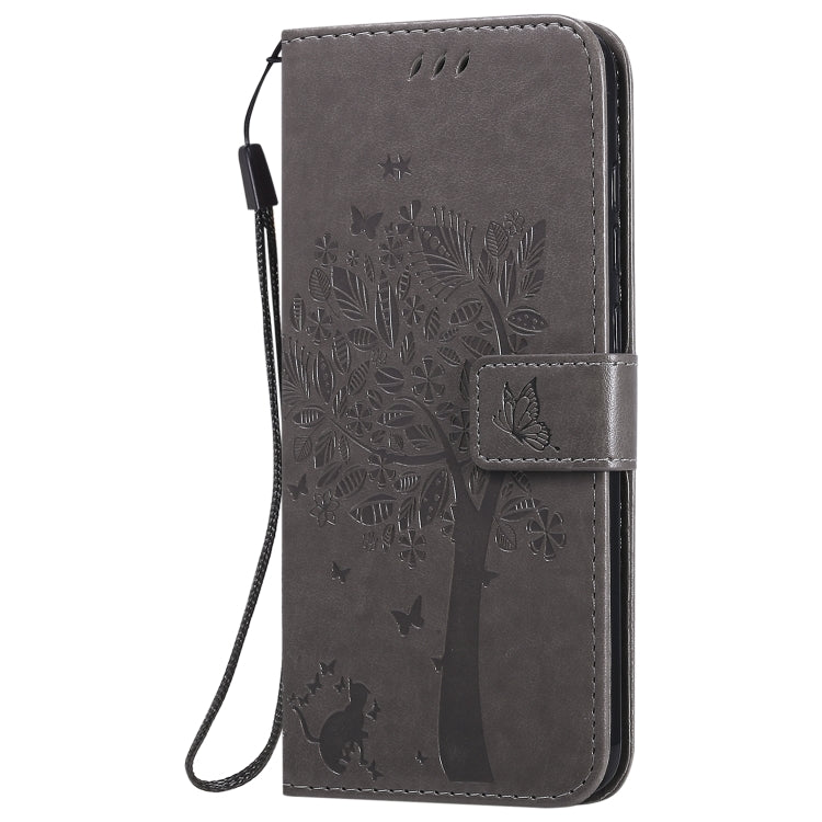 For Xiaomi Redmi Note 9 Tree & Cat Embossed Pattern Horizontal Flip Leather Case with Holder & Card Slots & Wallet & Lanyard