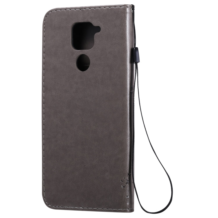 For Xiaomi Redmi Note 9 Tree & Cat Embossed Pattern Horizontal Flip Leather Case with Holder & Card Slots & Wallet & Lanyard