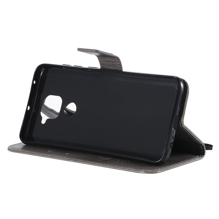 For Xiaomi Redmi Note 9 Tree & Cat Embossed Pattern Horizontal Flip Leather Case with Holder & Card Slots & Wallet & Lanyard