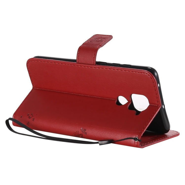 For Xiaomi Redmi Note 9 Tree & Cat Embossed Pattern Horizontal Flip Leather Case with Holder & Card Slots & Wallet & Lanyard