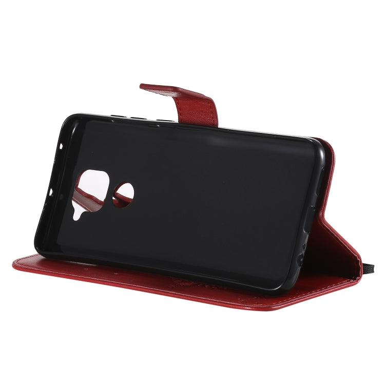 For Xiaomi Redmi Note 9 Tree & Cat Embossed Pattern Horizontal Flip Leather Case with Holder & Card Slots & Wallet & Lanyard