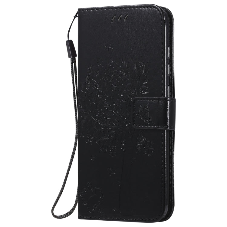 For Xiaomi Redmi Note 9 Tree & Cat Embossed Pattern Horizontal Flip Leather Case with Holder & Card Slots & Wallet & Lanyard