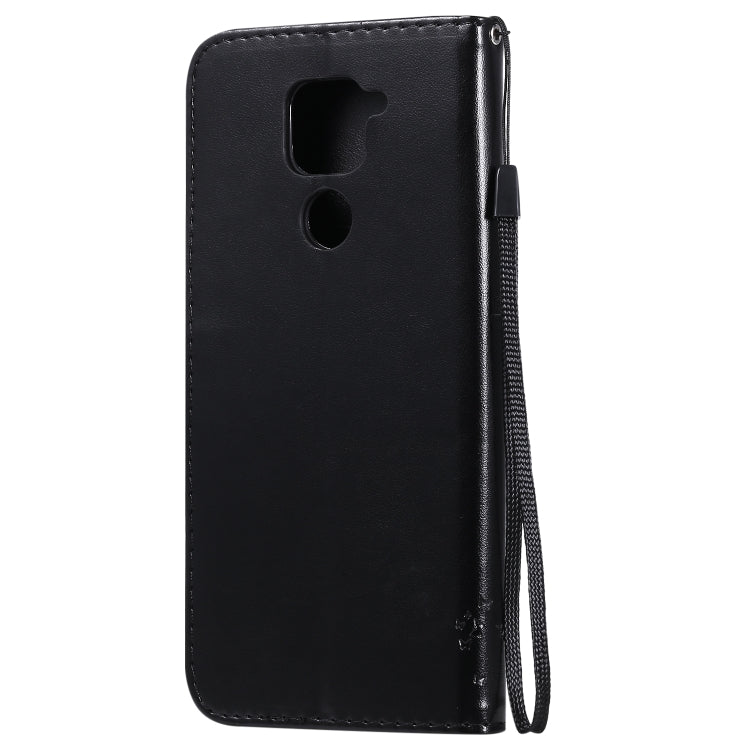 For Xiaomi Redmi Note 9 Tree & Cat Embossed Pattern Horizontal Flip Leather Case with Holder & Card Slots & Wallet & Lanyard