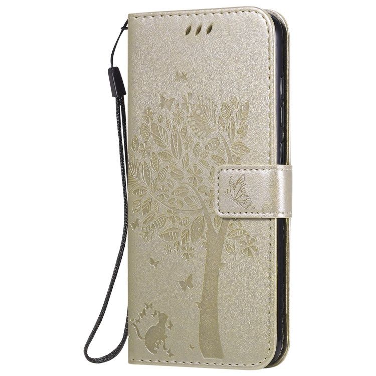 For Xiaomi Redmi Note 9 Tree & Cat Embossed Pattern Horizontal Flip Leather Case with Holder & Card Slots & Wallet & Lanyard