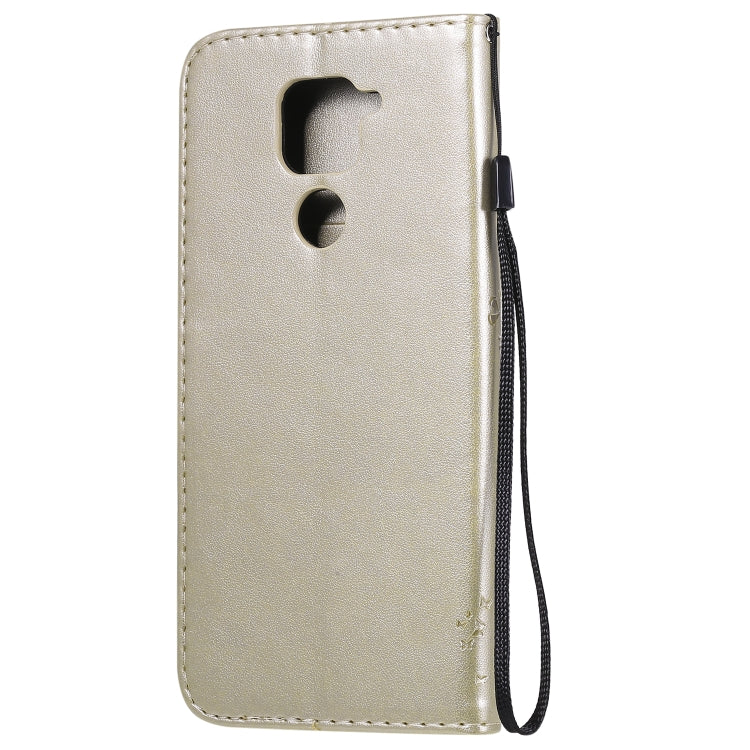 For Xiaomi Redmi Note 9 Tree & Cat Embossed Pattern Horizontal Flip Leather Case with Holder & Card Slots & Wallet & Lanyard