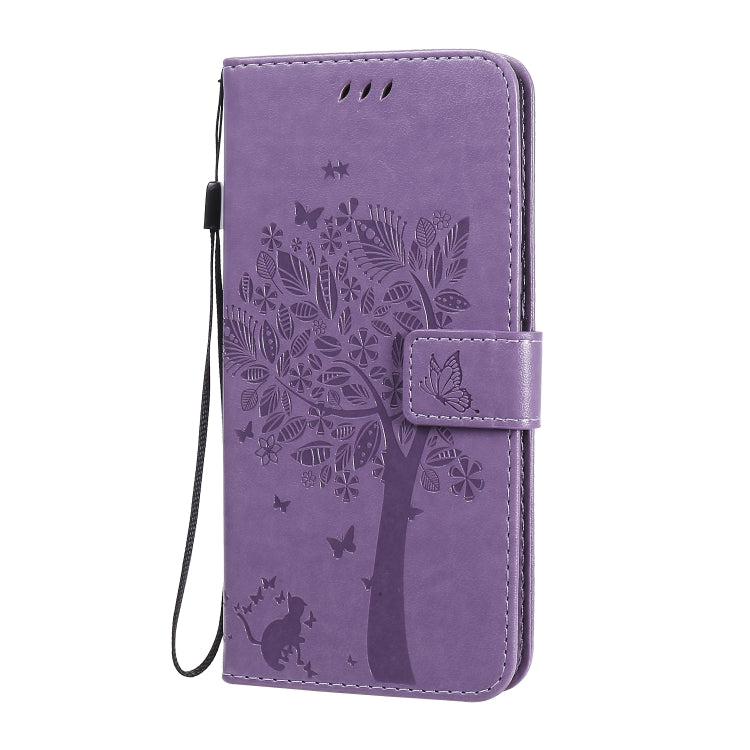 For Huawei Nova 7 Pro Tree & Cat Embossed Pattern Horizontal Flip Leather Case with Holder & Card Slots & Wallet & Lanyard