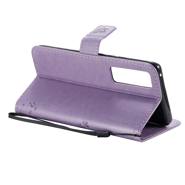 For Huawei Nova 7 Pro Tree & Cat Embossed Pattern Horizontal Flip Leather Case with Holder & Card Slots & Wallet & Lanyard