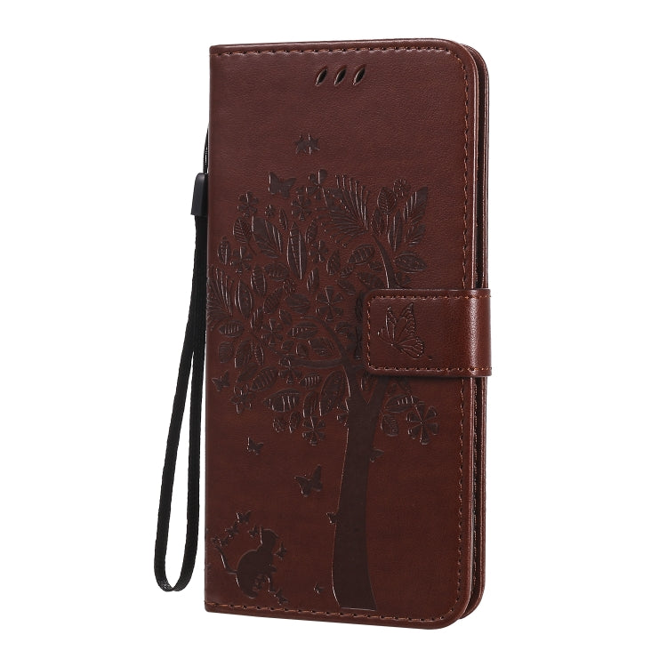 For Huawei Nova 7 Pro Tree & Cat Embossed Pattern Horizontal Flip Leather Case with Holder & Card Slots & Wallet & Lanyard