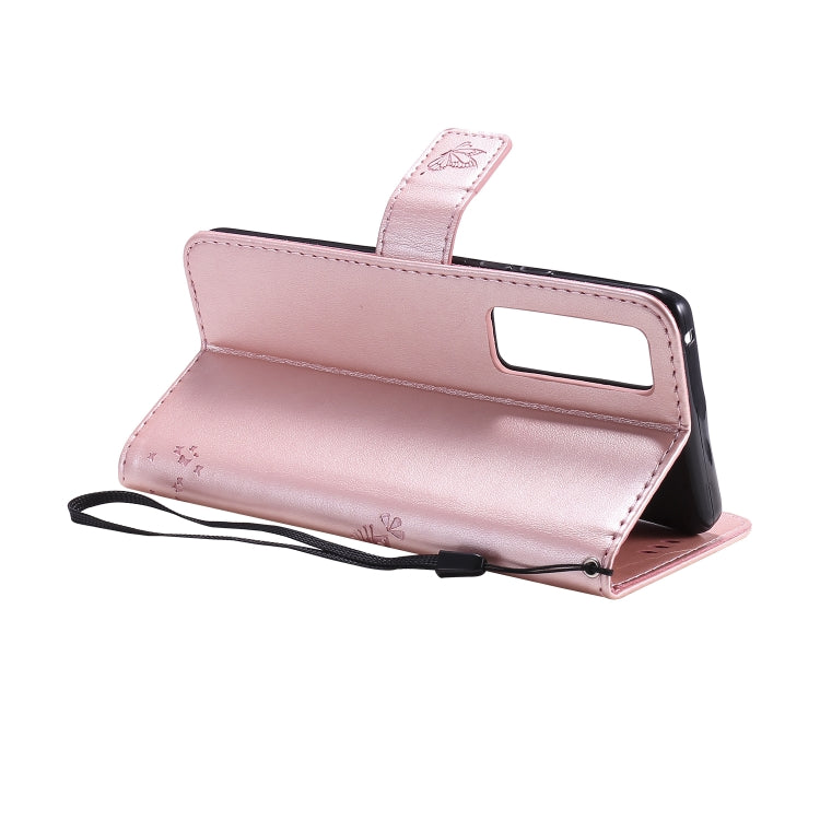 For Huawei Nova 7 Pro Tree & Cat Embossed Pattern Horizontal Flip Leather Case with Holder & Card Slots & Wallet & Lanyard