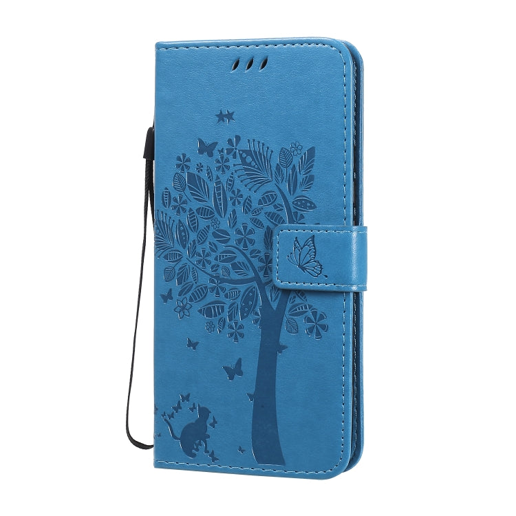 For Huawei Nova 7 Pro Tree & Cat Embossed Pattern Horizontal Flip Leather Case with Holder & Card Slots & Wallet & Lanyard