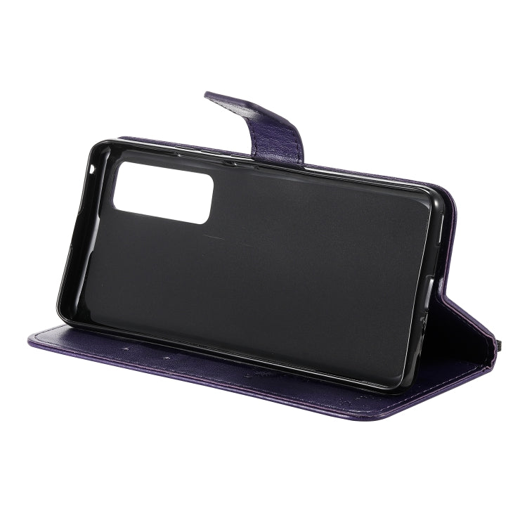 For Huawei Nova 7 Pro Tree & Cat Embossed Pattern Horizontal Flip Leather Case with Holder & Card Slots & Wallet & Lanyard