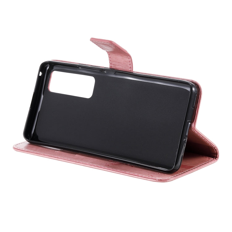 For Huawei Nova 7 Pro Tree & Cat Embossed Pattern Horizontal Flip Leather Case with Holder & Card Slots & Wallet & Lanyard