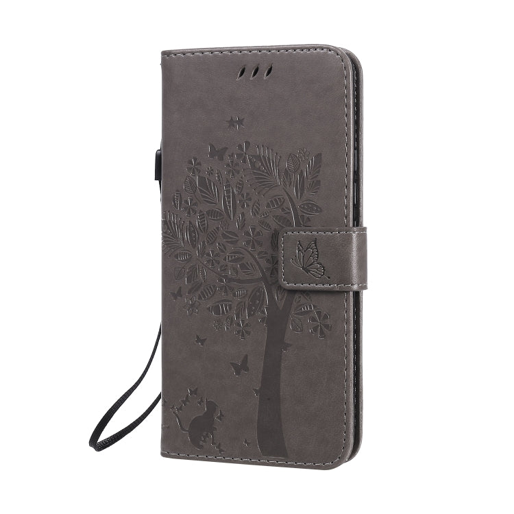 For Huawei Nova 7 Pro Tree & Cat Embossed Pattern Horizontal Flip Leather Case with Holder & Card Slots & Wallet & Lanyard