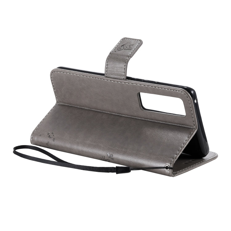 For Huawei Nova 7 Pro Tree & Cat Embossed Pattern Horizontal Flip Leather Case with Holder & Card Slots & Wallet & Lanyard