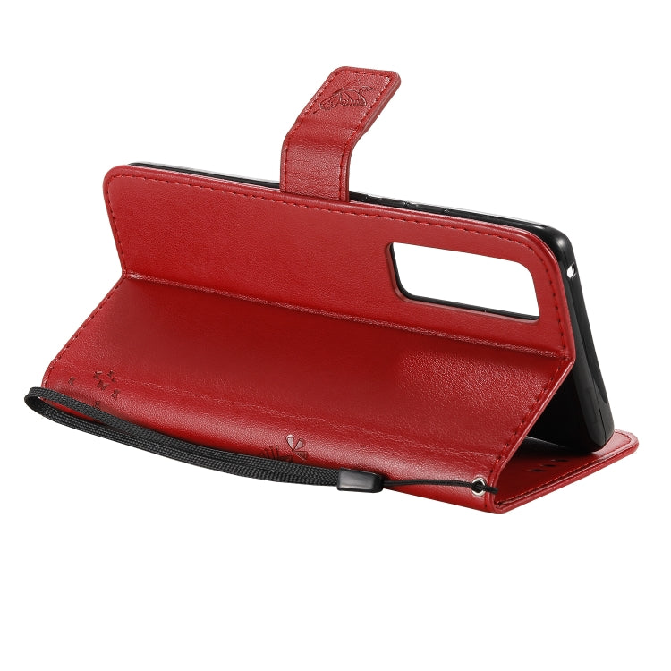 For Huawei Nova 7 Pro Tree & Cat Embossed Pattern Horizontal Flip Leather Case with Holder & Card Slots & Wallet & Lanyard