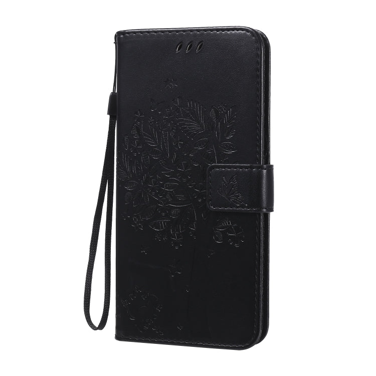 For Huawei Nova 7 Pro Tree & Cat Embossed Pattern Horizontal Flip Leather Case with Holder & Card Slots & Wallet & Lanyard