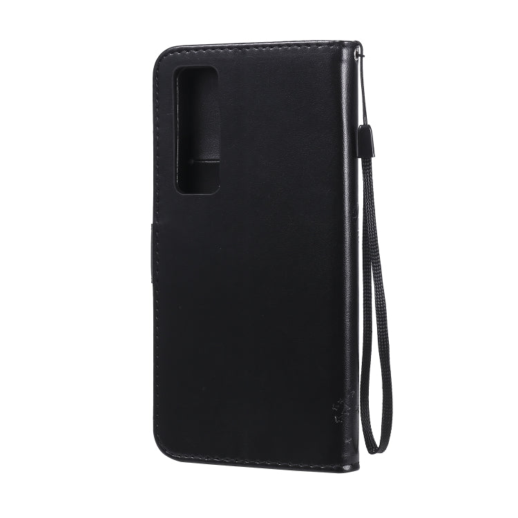 For Huawei Nova 7 Pro Tree & Cat Embossed Pattern Horizontal Flip Leather Case with Holder & Card Slots & Wallet & Lanyard