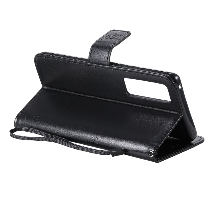 For Huawei Nova 7 Pro Tree & Cat Embossed Pattern Horizontal Flip Leather Case with Holder & Card Slots & Wallet & Lanyard