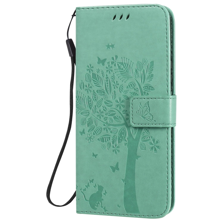 For Huawei Nova 7 SE Tree & Cat Embossed Pattern Horizontal Flip Leather Case with Holder & Card Slots & Wallet & Lanyard