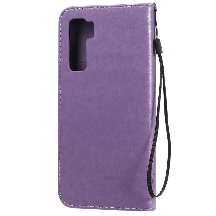 For Huawei Nova 7 SE Tree & Cat Embossed Pattern Horizontal Flip Leather Case with Holder & Card Slots & Wallet & Lanyard