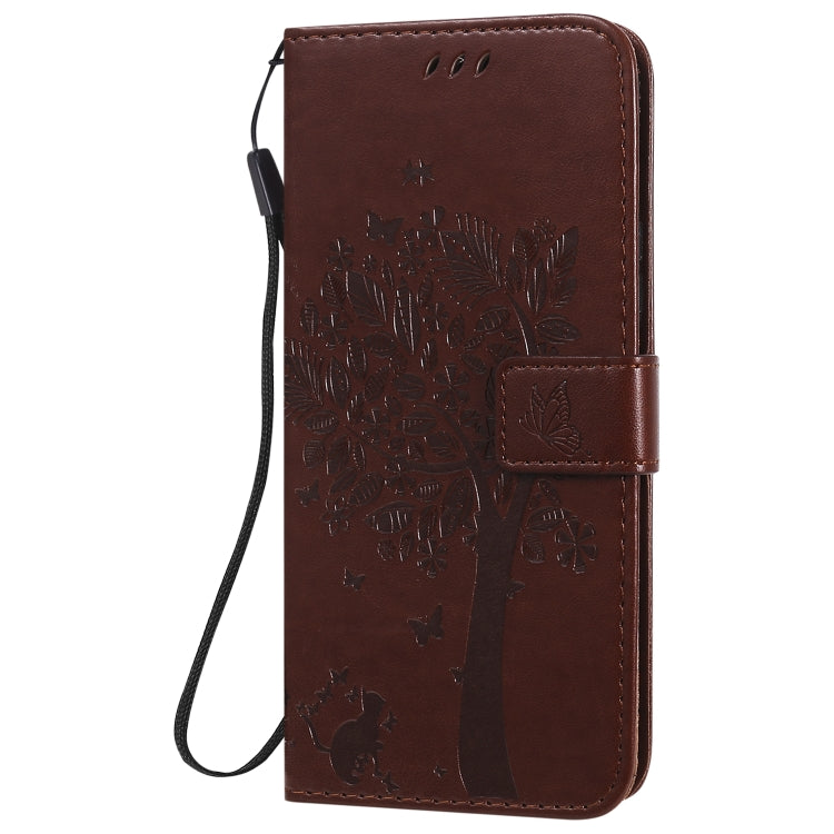 For Huawei Nova 7 SE Tree & Cat Embossed Pattern Horizontal Flip Leather Case with Holder & Card Slots & Wallet & Lanyard