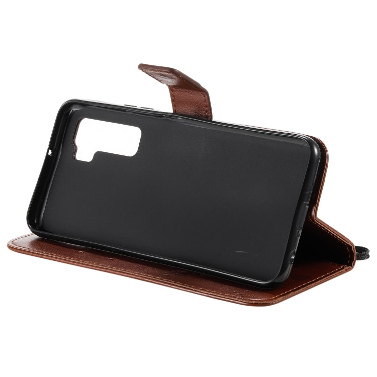 For Huawei Nova 7 SE Tree & Cat Embossed Pattern Horizontal Flip Leather Case with Holder & Card Slots & Wallet & Lanyard