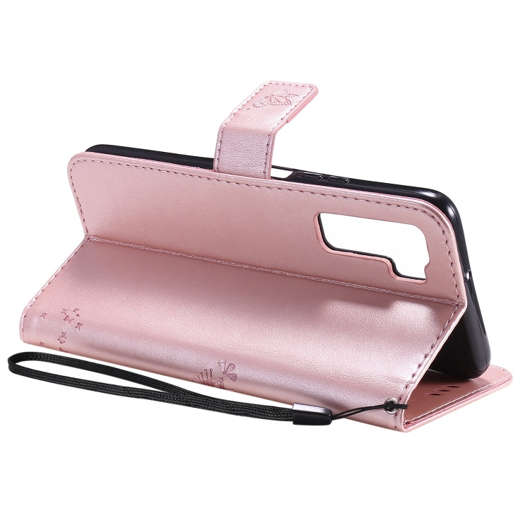 For Huawei Nova 7 SE Tree & Cat Embossed Pattern Horizontal Flip Leather Case with Holder & Card Slots & Wallet & Lanyard