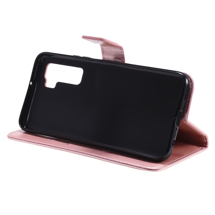 For Huawei Nova 7 SE Tree & Cat Embossed Pattern Horizontal Flip Leather Case with Holder & Card Slots & Wallet & Lanyard